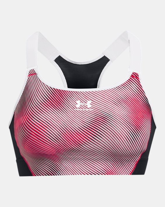 Women's HeatGear® Armour High Printed Sports Bra, Red, pdpMainDesktop image number 9